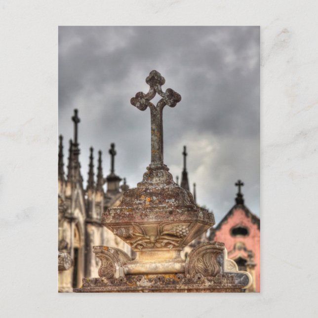 Graveyard cross close-up, Portugal Postcard (Front)