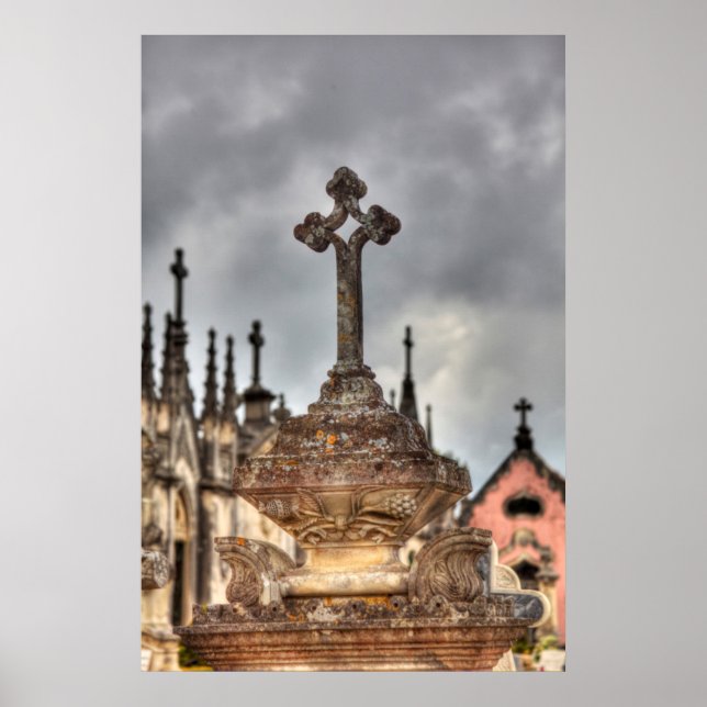 Graveyard cross close-up, Portugal Poster (Front)