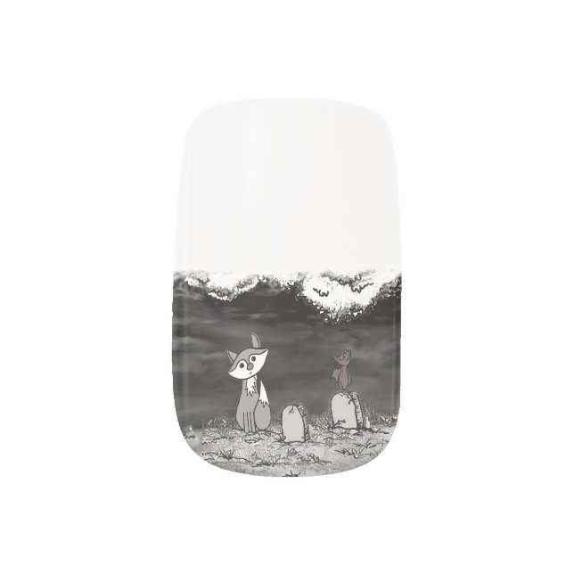 Graveyard Fig & Blinky Minx Nail Art  (Left Thumb)