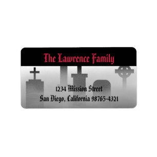 Graveyard fog creepy cemetery Halloween address Label