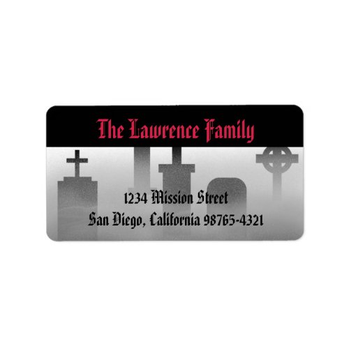 Graveyard fog creepy cemetery Halloween address Label