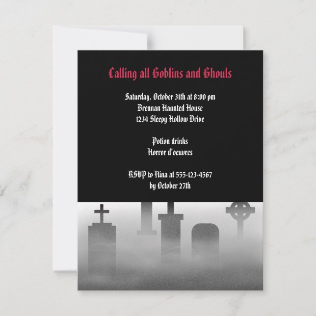 Graveyard fog creepy Gothic dark Halloween party Invitation (Front)