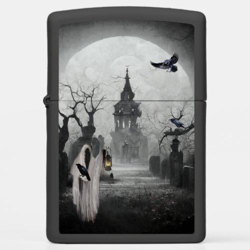 Graveyard Gate Keeper Full Moon and Ravens Zippo Lighter