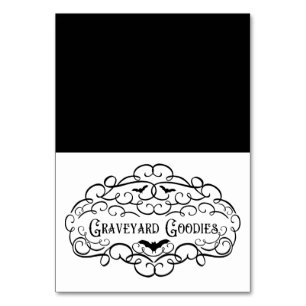 Graveyard Goodies Vintage Halloween Food Tent Table Number