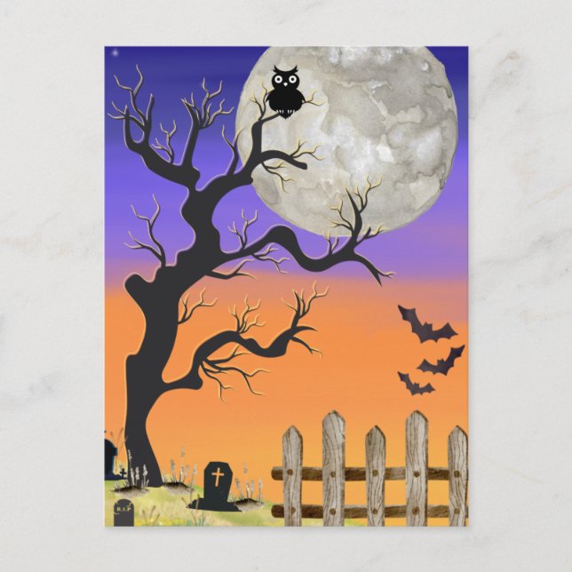 Graveyard Halloween Postcard (Front)