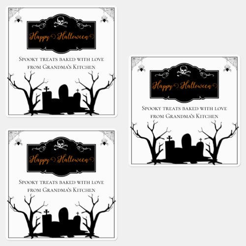 Graveyard Halloween  White Labels