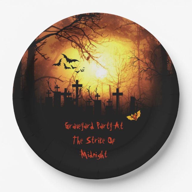 Graveyard Party Halloween Paper Plates (Front)