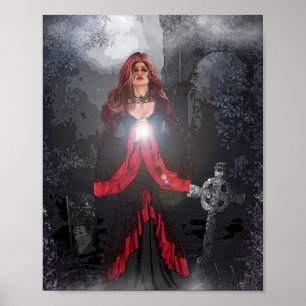 Graveyard praying female poster