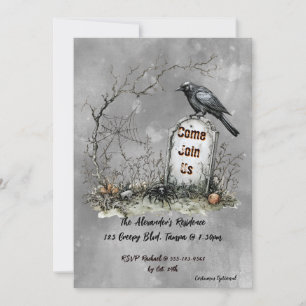 Graveyard Raven Custom Elegant Invitation