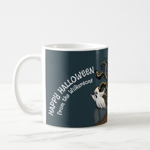 Graveyard Zombie and Ghosts Cute Happy Halloween Coffee Mug