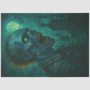 Graveyard Zombie Under Full Moon Gothic Undead Tissue Paper