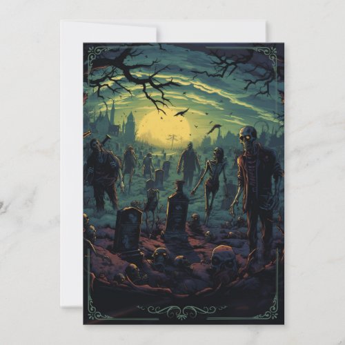 Graveyard Zombies Halloween Party Invitation