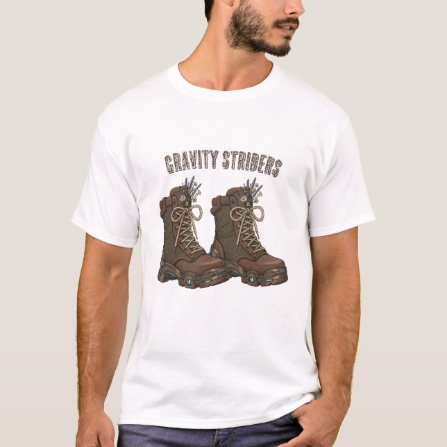 Gravite Striders hiking boots design T-Shirt  (Front)