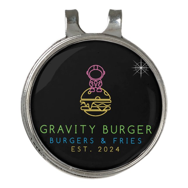 Gravity Burger Golf Hat Clip (Front)