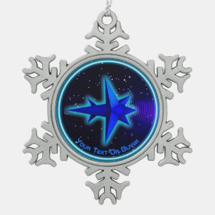 Gravity Drive Spacecraft Snowflake Pewter Christmas Ornament