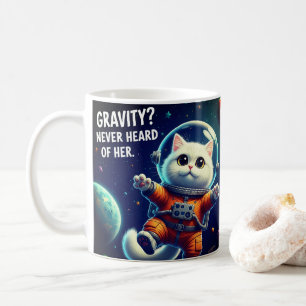 Gravity? Never Heard of Her. Cute Space Cat Coffee Mug