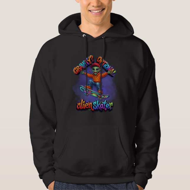 Gravity Optional Alien Skater Hoverboard Space Art Hoodie (Front)