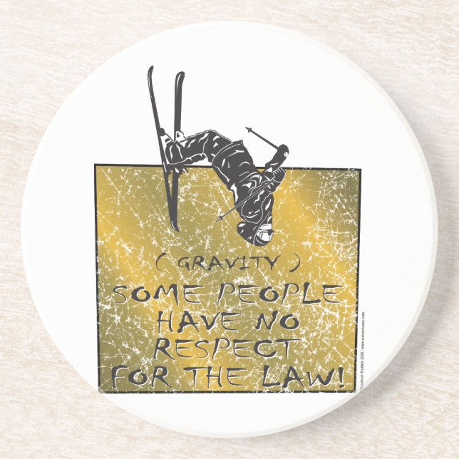 Gravity Skier Sandstone Coaster (Front)