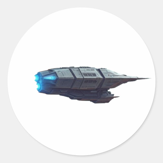 Gravity Voyage: Spaceship Through the Cosmic Dust Classic Round Sticker (Front)