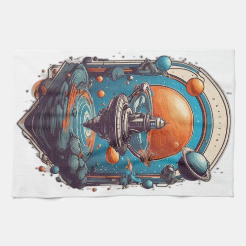 Gravity Voyagers Explore the Cosmos Kitchen Towel