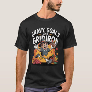 Gravy Football Happy Thanksgiving Humor Funny Desi T-Shirt
