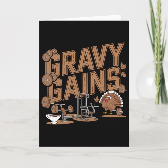 Gravy Gains Thanksgiving Gym Workout  Card (Front)