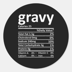 Gravy Nutrition Facts Funny Thanksgiving Christmas Classic Round Sticker