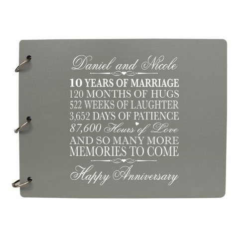 Gray 10 Year Wedding Anniversary Guest Book