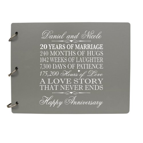 Gray 20 Year Wedding Anniversary Guest Book