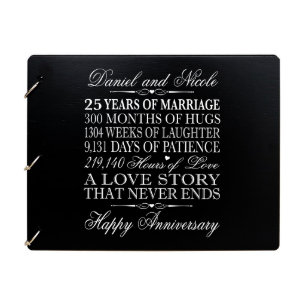 Gray 25 Year Wedding Anniversary Guest Book