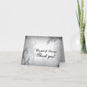 Gray 25th silver wedding anniversary Thank You Card