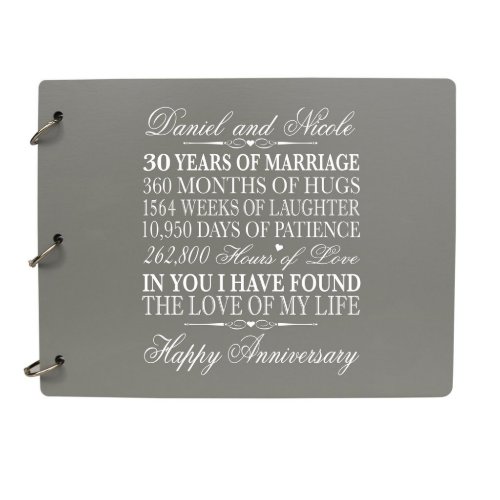 Gray 30 Year Wedding Anniversary Guest Book