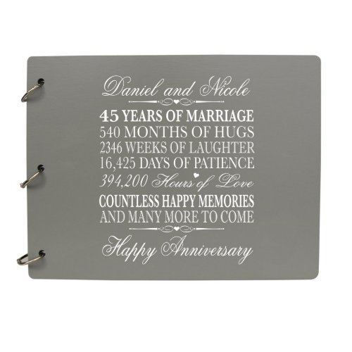 Gray 45 Year Wedding Anniversary Guest Book