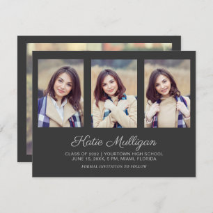 Gray 4 Photo Graduation Save Date Announcement