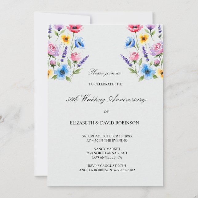 Gray 50th anniversary wedding anniversary  invitation (Front)