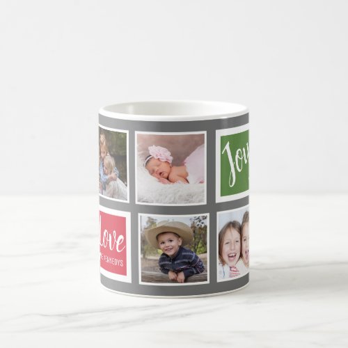 Gray 8 Family Photo Collage Love Joy Christmas Coffee Mug