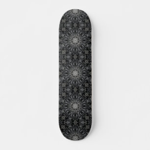 Gray 8 pointed star geometric stone mosaic skateboard