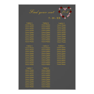 Gray 8-table wedding seating chart