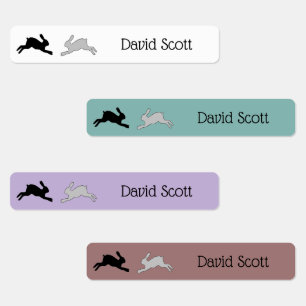 Gray abd black jumping rabbits kids' labels