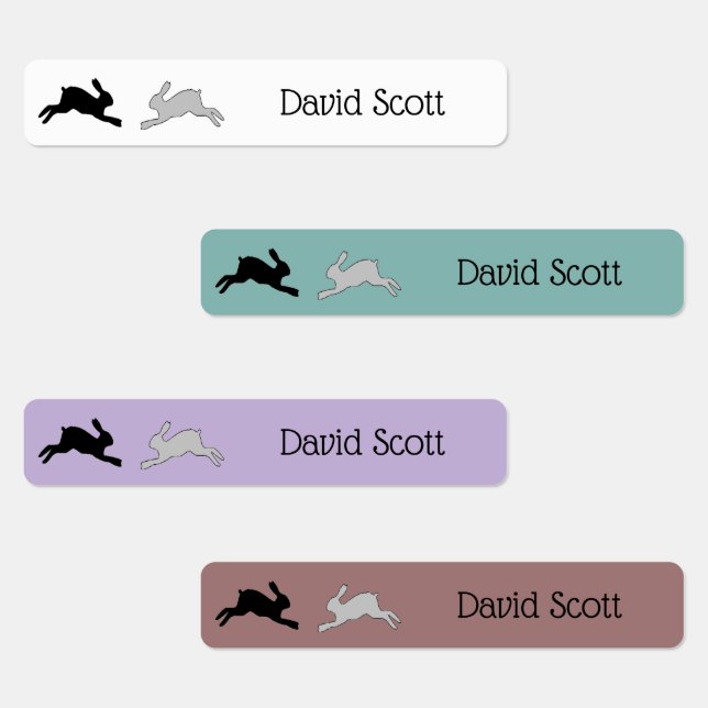 Gray abd black jumping rabbits kids' labels (Group)