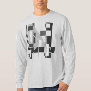 Gray Abstract Art Cubist Geometric MCM-inspired T-Shirt