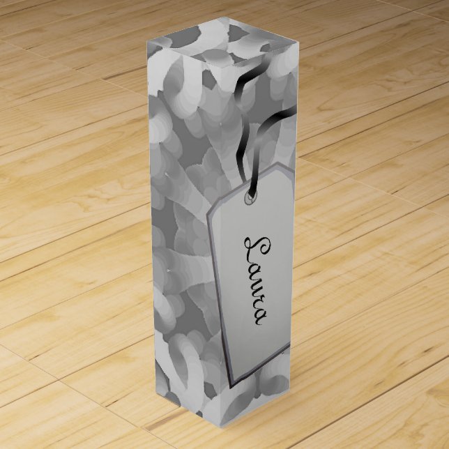 Gray abstract design wine gift box (Front)