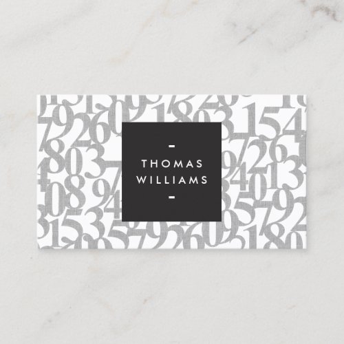 Gray Abstract Numbers for Accountants Accounting Business Card
