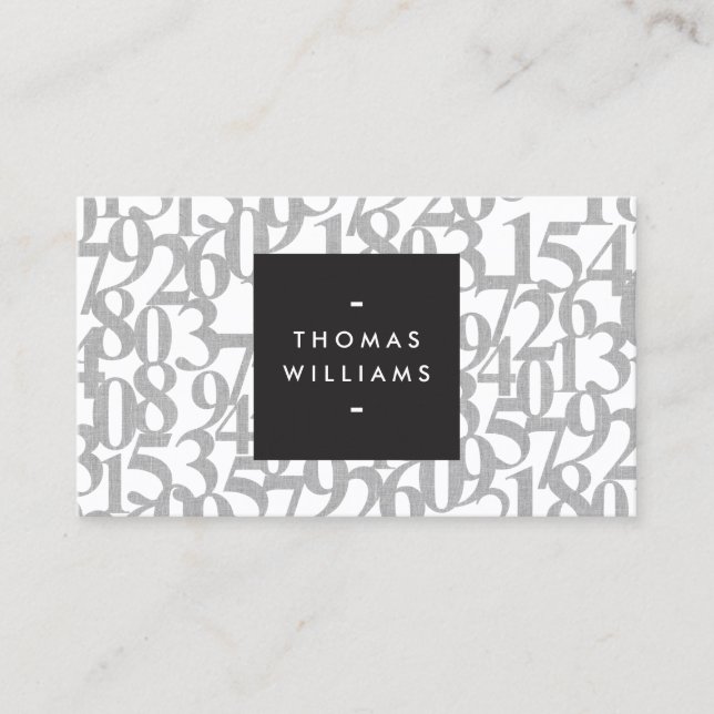 Gray Abstract Numbers for Accountants, Accounting Business Card (Front)