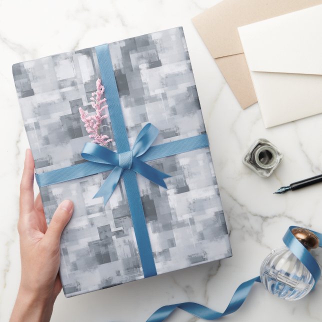 Gray Abstract Paint  Wrapping Paper (Gifting)