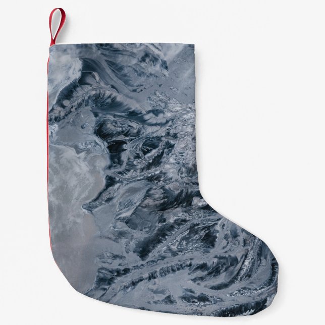 Gray abstract painting small christmas stocking (Front)