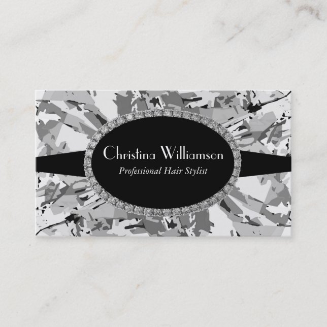 Gray Abstract Rhinestones Business Card (Front)