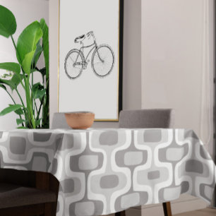 Gray Abstract Squares Pattern Tablecloth