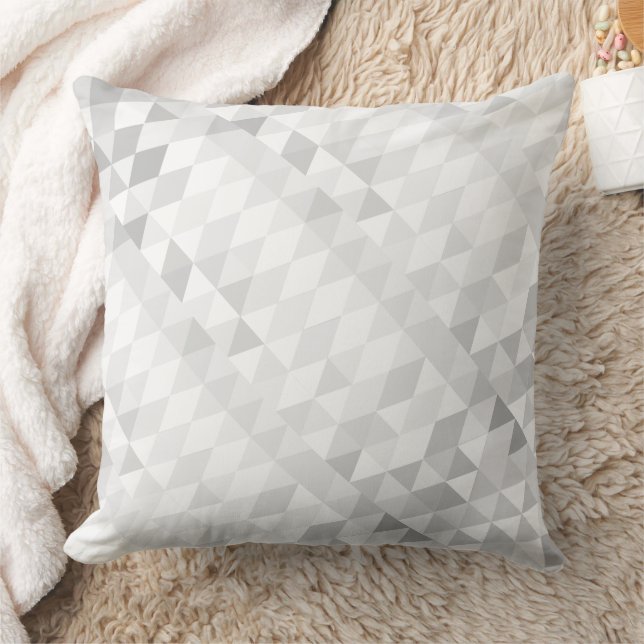 Gray Abstract Triangle Pattern Throw Pillow (Blanket)