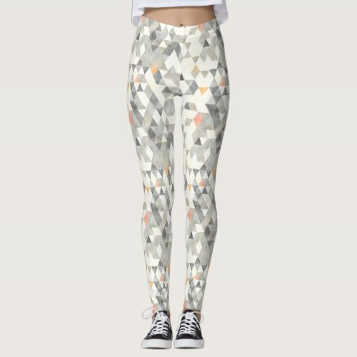 Gray Abstract Triangles Leggings
